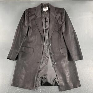 VTG Pagano West Lady Reno Trench Coat Women 6 Black Floral Long Western USA 70's